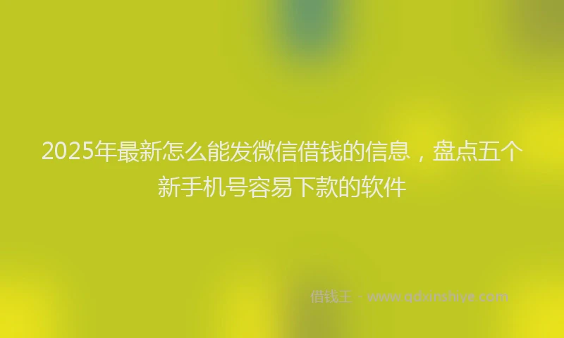 2025年最新怎么能发微信借钱的信息，盘点五个新手机号容易下款的软件