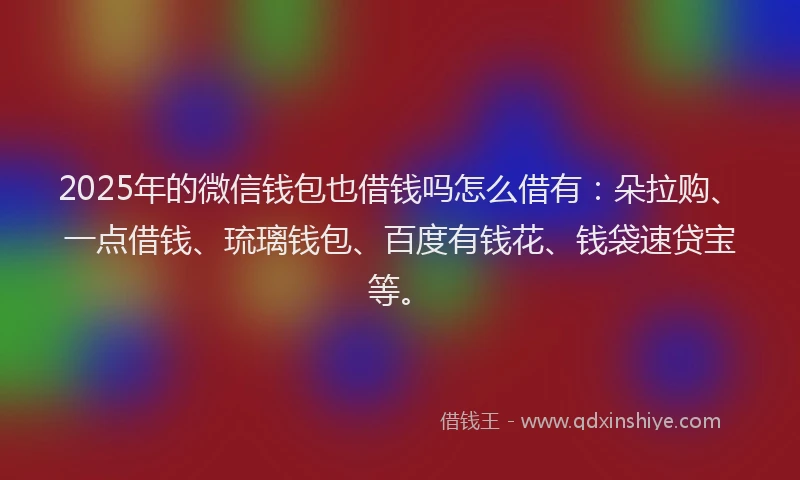 2025年的微信钱包也借钱吗怎么借有：朵拉购、一点借钱、琉璃钱包、百度有钱花、钱袋速贷宝等。