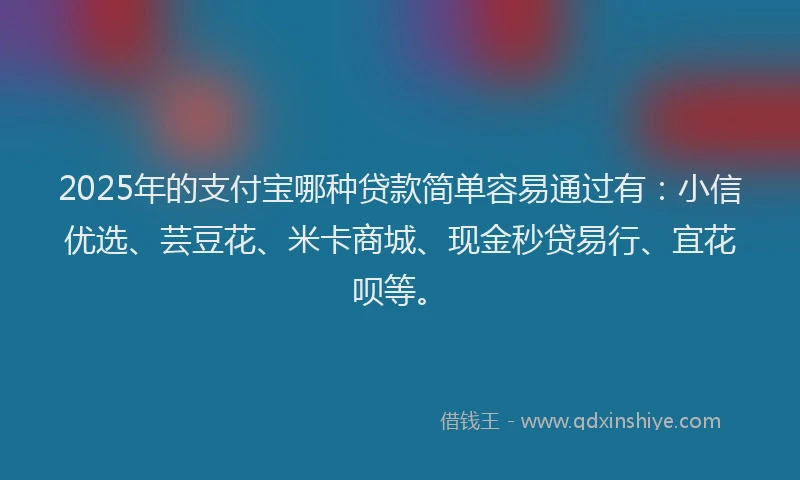 2025年的支付宝哪种贷款简单容易通过有：小信优选、芸豆花、米卡商城、现金秒贷易行、宜花呗等。