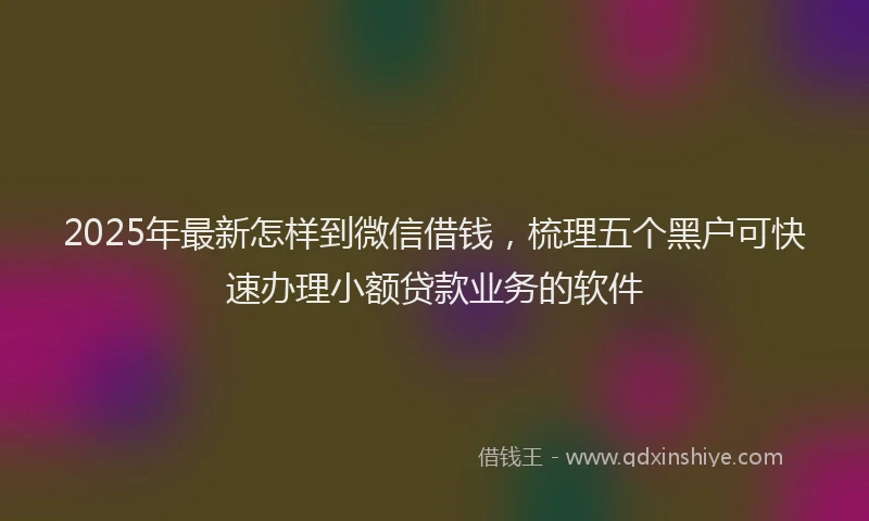 2025年最新怎样到微信借钱，梳理五个黑户可快速办理小额贷款业务的软件