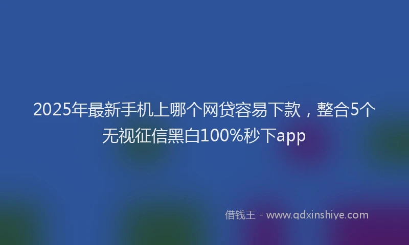 2025年最新手机上哪个网贷容易下款，整合5个无视征信黑白100%秒下app