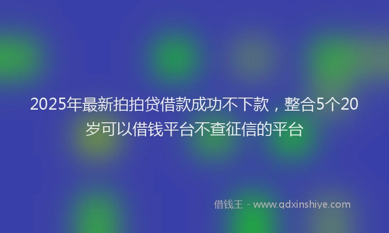 2025年最新拍拍贷借款成功不下款，整合5个20岁可以借钱平台不查征信的平台