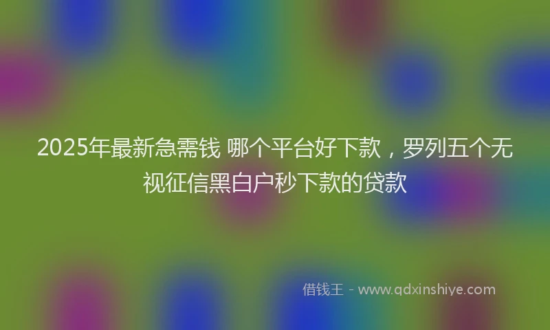 2025年最新急需钱 哪个平台好下款，罗列五个无视征信黑白户秒下款的贷款
