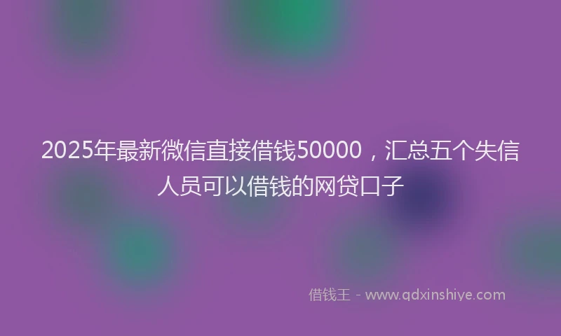 2025年最新微信直接借钱50000，汇总五个失信人员可以借钱的网贷口子