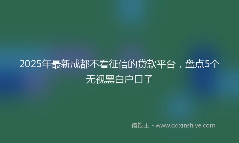 2025年最新成都不看征信的贷款平台，盘点5个无视黑白户口子