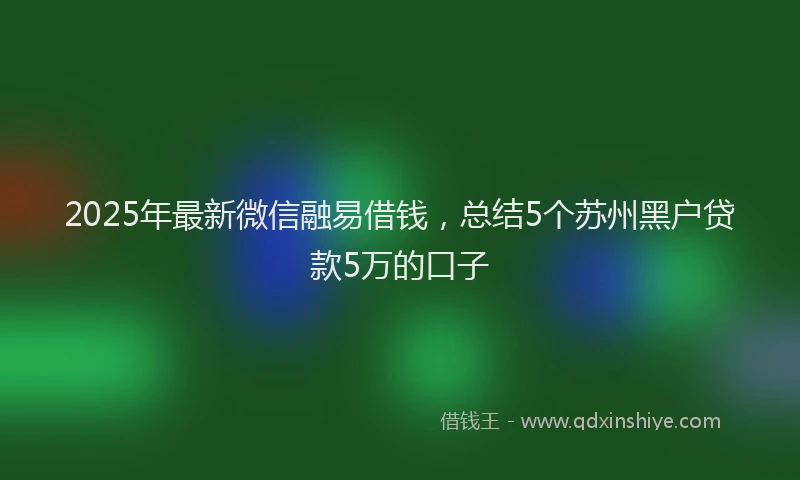 2025年最新微信融易借钱，总结5个苏州黑户贷款5万的口子