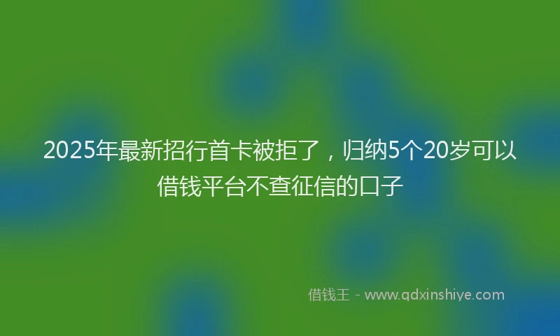 2025年最新招行首卡被拒了，归纳5个20岁可以借钱平台不查征信的口子