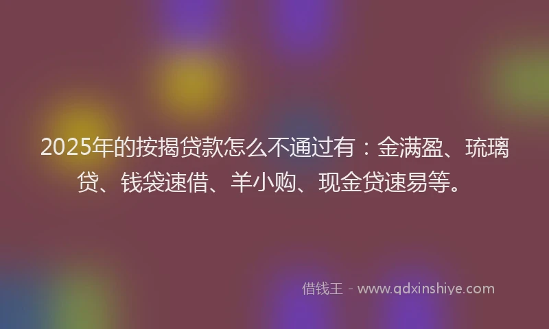 2025年的按揭贷款怎么不通过有：金满盈、琉璃贷、钱袋速借、羊小购、现金贷速易等。