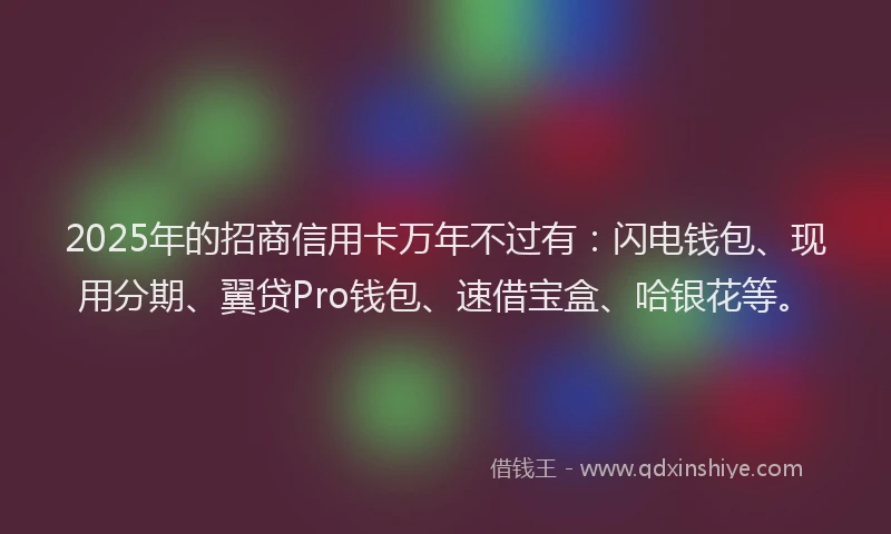 2025年的招商信用卡万年不过有：闪电钱包、现用分期、翼贷Pro钱包、速借宝盒、哈银花等。