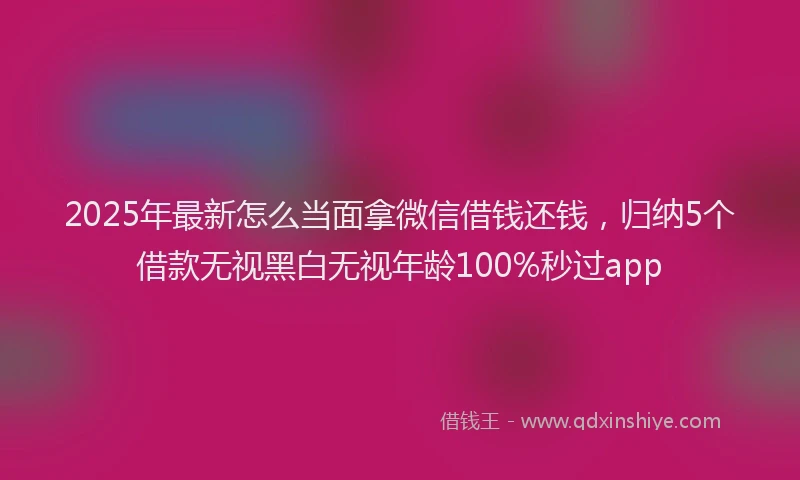 2025年最新怎么当面拿微信借钱还钱，归纳5个借款无视黑白无视年龄100%秒过app