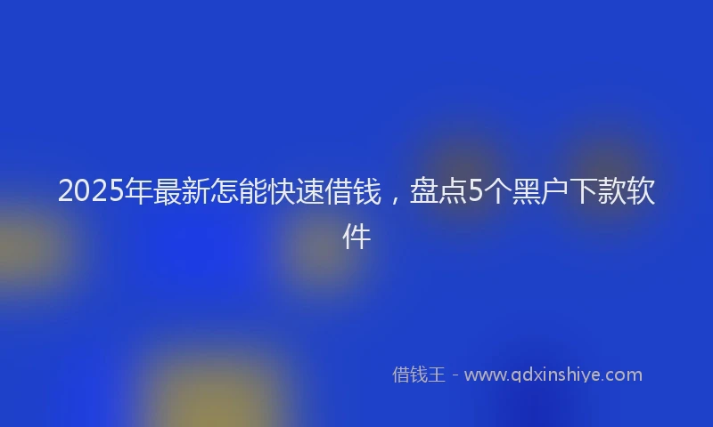 2025年最新怎能快速借钱，盘点5个黑户下款软件