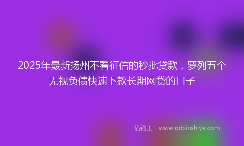 2025年最新扬州不看征信的秒批贷款，罗列五个无视负债快速下款长期网贷的口子