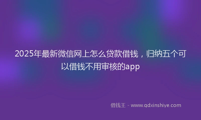 2025年最新微信网上怎么贷款借钱，归纳五个可以借钱不用审核的app