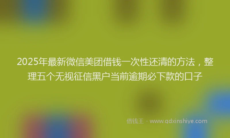 2025年最新微信美团借钱一次性还清的方法，整理五个无视征信黑户当前逾期必下款的口子