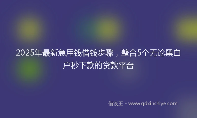 2025年最新急用钱借钱步骤，整合5个无论黑白户秒下款的贷款平台