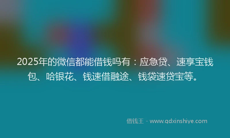 2025年的微信都能借钱吗有：应急贷、速享宝钱包、哈银花、钱速借融途、钱袋速贷宝等。