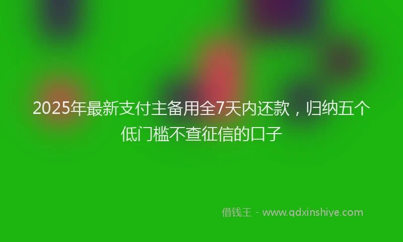 2025年最新支付主备用全7天内还款，归纳五个低门槛不查征信的口子