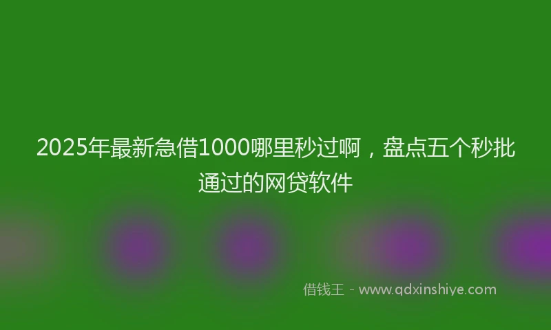 2025年最新急借1000哪里秒过啊，盘点五个秒批通过的网贷软件