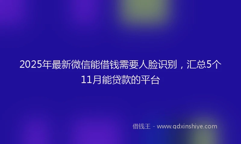 2025年最新微信能借钱需要人脸识别，汇总5个11月能贷款的平台
