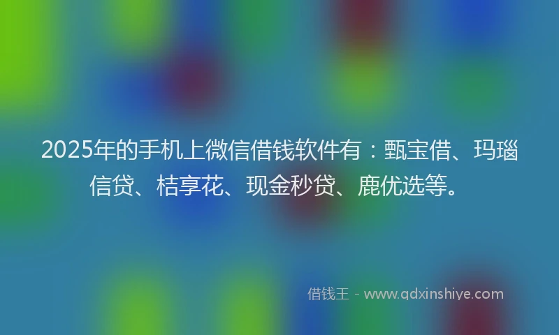 2025年的手机上微信借钱软件有：甄宝借、玛瑙信贷、桔享花、现金秒贷、鹿优选等。