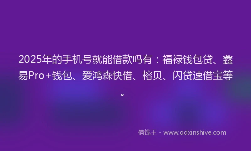 2025年的手机号就能借款吗有：福禄钱包贷、鑫易Pro+钱包、爱鸿森快借、榕贝、闪贷速借宝等。