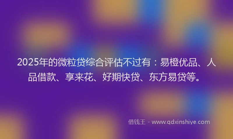 2025年的微粒贷综合评估不过有：易橙优品、人品借款、享来花、好期快贷、东方易贷等。