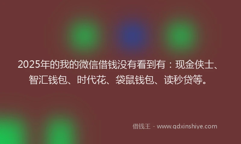 2025年的我的微信借钱没有看到有：现金侠士、智汇钱包、时代花、袋鼠钱包、读秒贷等。