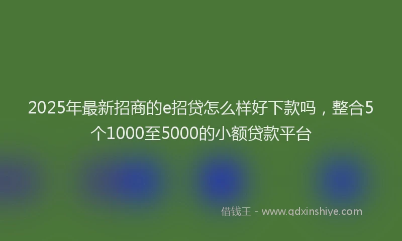 2025年最新招商的e招贷怎么样好下款吗，整合5个1000至5000的小额贷款平台