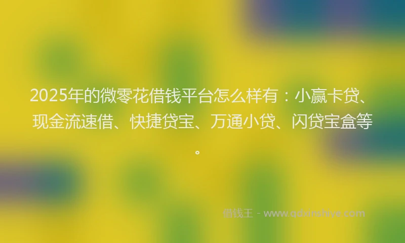 2025年的微零花借钱平台怎么样有：小赢卡贷、现金流速借、快捷贷宝、万通小贷、闪贷宝盒等。