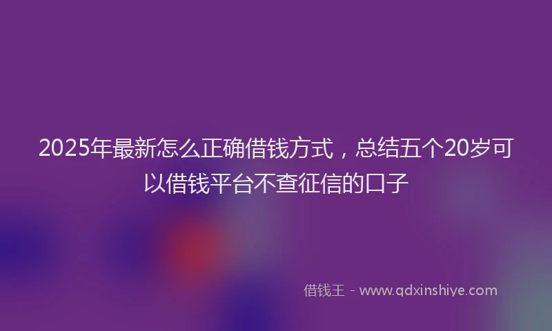 2025年最新怎么正确借钱方式，总结五个20岁可以借钱平台不查征信的口子