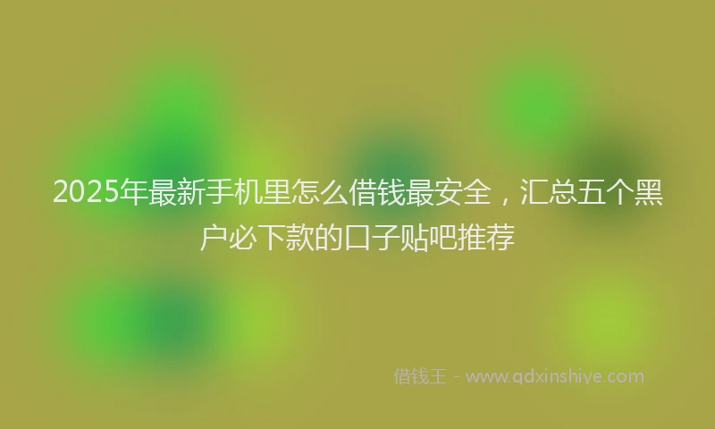 2025年最新手机里怎么借钱最安全，汇总五个黑户必下款的口子贴吧推荐