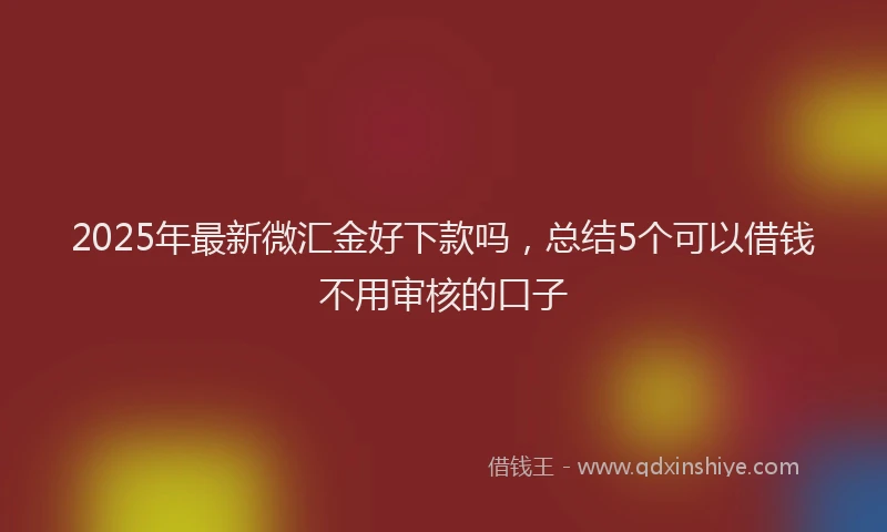 2025年最新微汇金好下款吗，总结5个可以借钱不用审核的口子