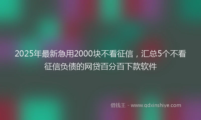 2025年最新急用2000块不看征信，汇总5个不看征信负债的网贷百分百下款软件