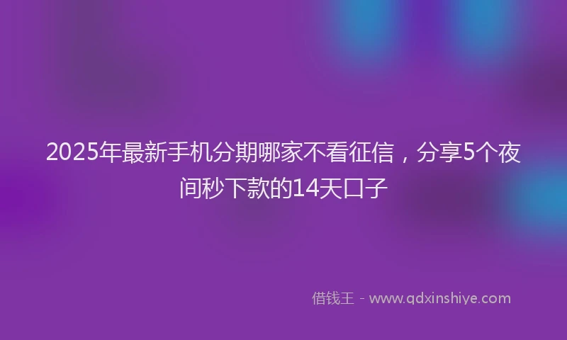 2025年最新手机分期哪家不看征信，分享5个夜间秒下款的14天口子
