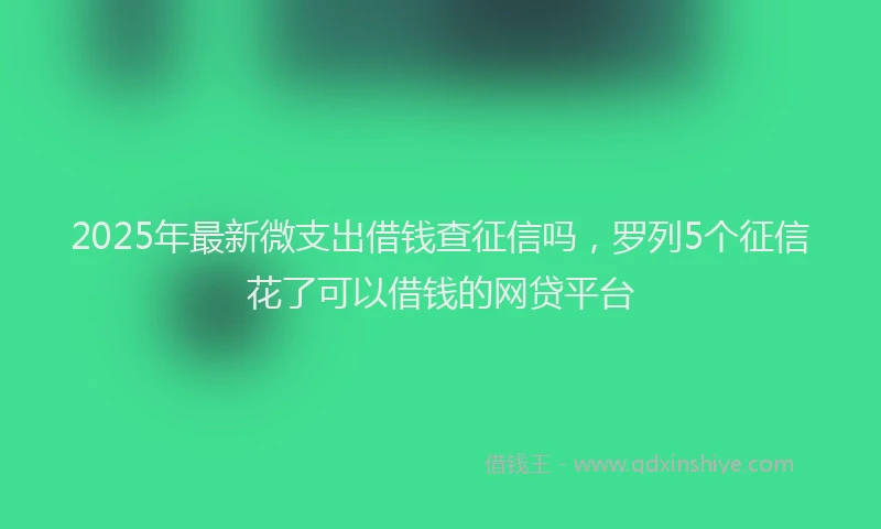 2025年最新微支出借钱查征信吗，罗列5个征信花了可以借钱的网贷平台