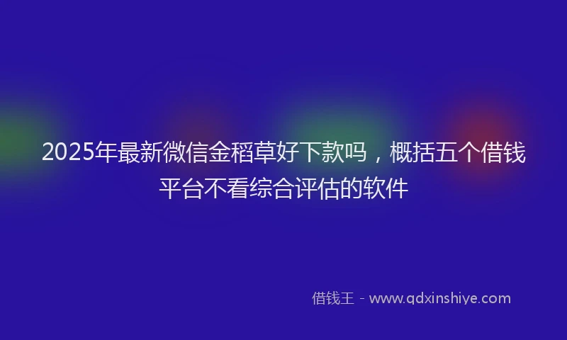 2025年最新微信金稻草好下款吗，概括五个借钱平台不看综合评估的软件