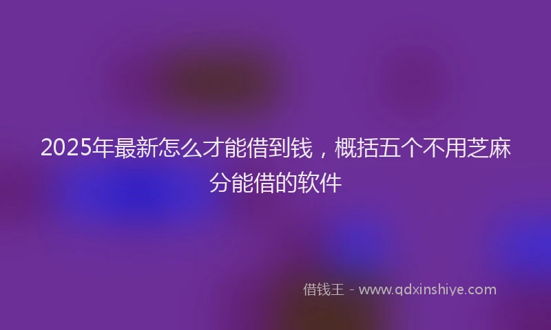 2025年最新怎么才能借到钱，概括五个不用芝麻分能借的软件