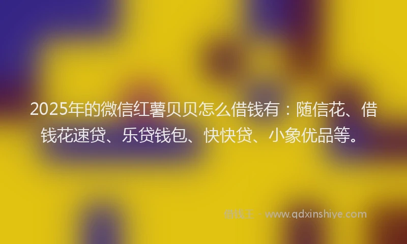 2025年的微信红薯贝贝怎么借钱有：随信花、借钱花速贷、乐贷钱包、快快贷、小象优品等。