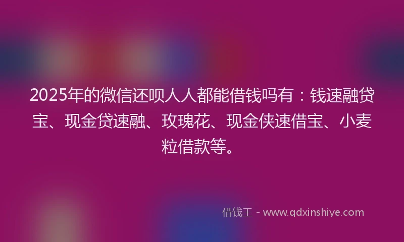 2025年的微信还呗人人都能借钱吗有：钱速融贷宝、现金贷速融、玫瑰花、现金侠速借宝、小麦粒借款等。