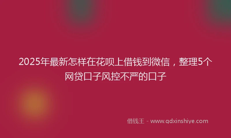 2025年最新怎样在花呗上借钱到微信，整理5个网贷口子风控不严的口子