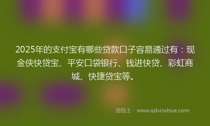2025年的支付宝有哪些贷款口子容易通过有：现金侠快贷宝、平安口袋银行、钱进快贷、彩虹商城、快捷贷宝等。