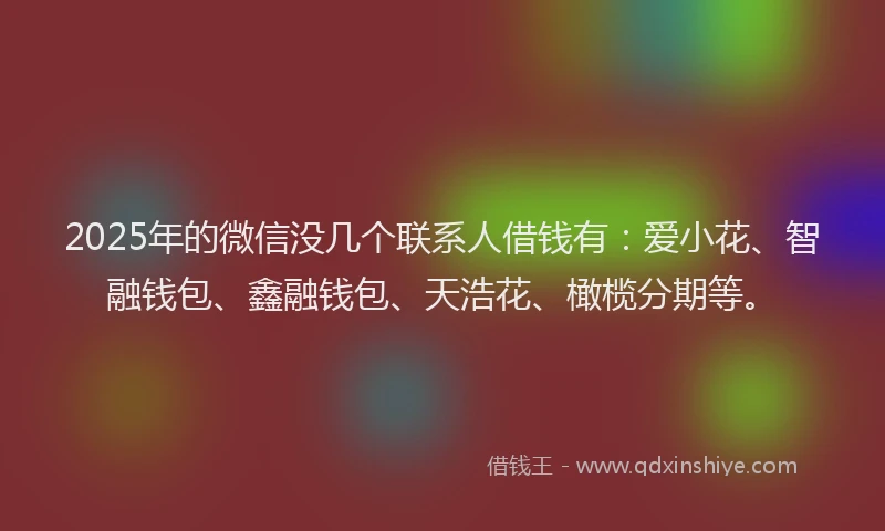 2025年的微信没几个联系人借钱有：爱小花、智融钱包、鑫融钱包、天浩花、橄榄分期等。