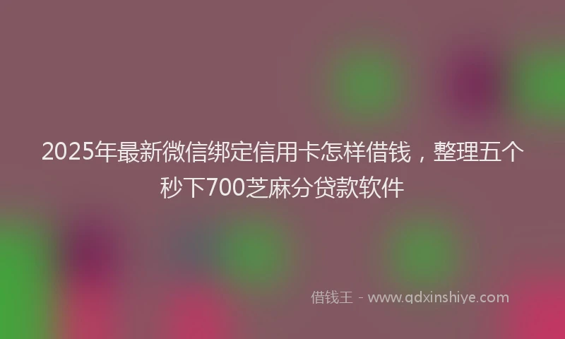 2025年最新微信绑定信用卡怎样借钱，整理五个秒下700芝麻分贷款软件