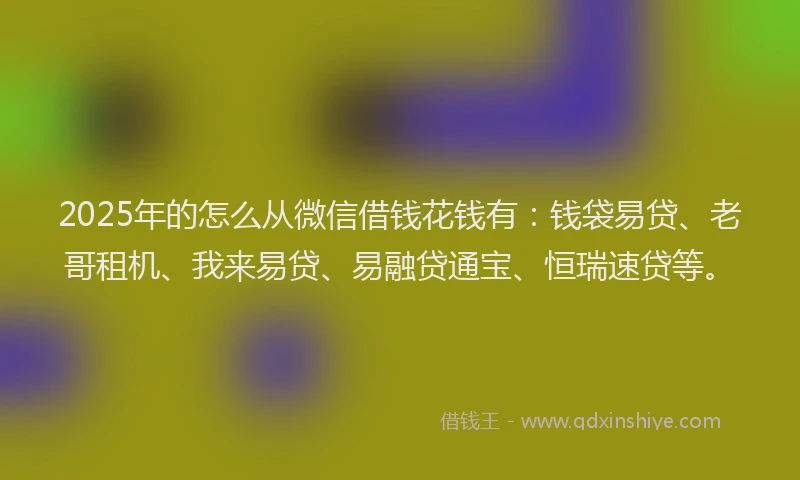 2025年的怎么从微信借钱花钱有：钱袋易贷、老哥租机、我来易贷、易融贷通宝、恒瑞速贷等。