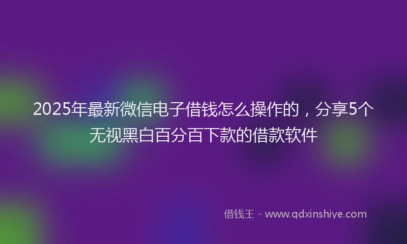 2025年最新微信电子借钱怎么操作的，分享5个无视黑白百分百下款的借款软件