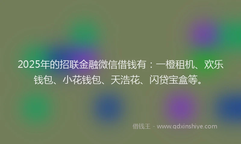 2025年的招联金融微信借钱有：一橙租机、欢乐钱包、小花钱包、天浩花、闪贷宝盒等。
