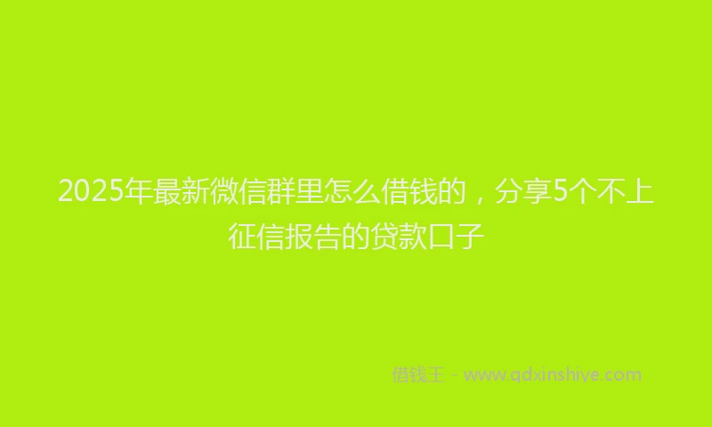2025年最新微信群里怎么借钱的，分享5个不上征信报告的贷款口子