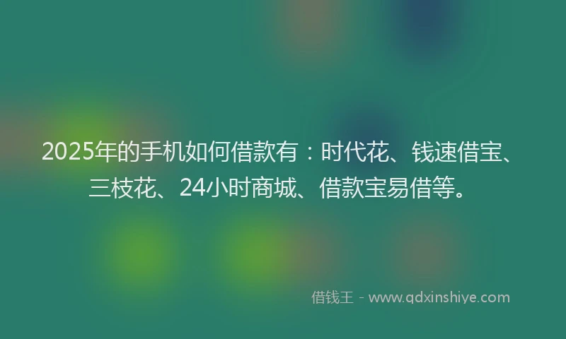 2025年的手机如何借款有：时代花、钱速借宝、三枝花、24小时商城、借款宝易借等。