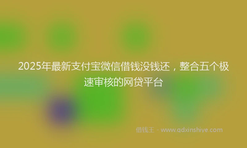 2025年最新支付宝微信借钱没钱还，整合五个极速审核的网贷平台