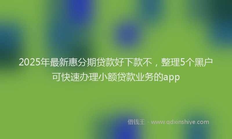 2025年最新惠分期贷款好下款不，整理5个黑户可快速办理小额贷款业务的app